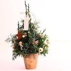 クリスマスアレンジメント「クリスマスツリー ブラウン×ゴールド アレンジメント」Sサイズ クリスマスギフト トラッドスタイル