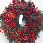 クリスマスリース「RED HOTなクリスマスリース」リースLサイズ ドア飾りクリスマスギフト 赤系 自然素材