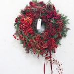 クリスマスリース「RED HOTなクリスマスリース」リースLサイズ ドア飾りクリスマスギフト 赤系 自然素材