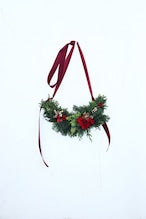 クリスマス ドア飾り「クリスマスの森のブランコ」ドア飾り スワッグ リース Sサイズ クリスマスギフト トラッドスタイル 赤 緑