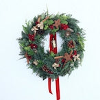 フレッシュリース「KALIANgのオーセンティックなクリスマスリース カウル入り」Wreath Lサイズ クリスマスギフト トラッドスタイル 赤 緑å