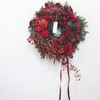 クリスマスリース「RED HOTなクリスマスリース」リースLサイズ ドア飾りクリスマスギフト　赤系　自然素材　