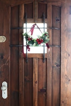 クリスマス ドア飾り「クリスマスの森のブランコ」ドア飾り スワッグ リース Sサイズ クリスマスギフト トラッドスタイル 赤 緑