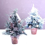 クリスマスアレンジメント「雪降るクリスマスツリー　ブラウン&ゴールド　アレンジメント」Sサイズ クリスマスギフト トラッドスタイル