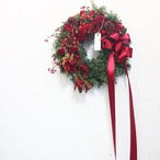 クリスマスリース「RED HOTなクリスマスリース」リースM サイズ ドア飾り クリスマスギフト　赤系　自然素材