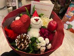 花束「かわいいスノーマンのクリスマスギフトブーケ Sサイズ」ブーケ クリスマス ギフト 赤 白 MIX　