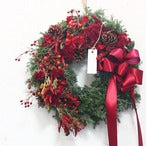 クリスマスリース「RED HOTなクリスマスリース」リースM サイズ ドア飾り クリスマスギフト　赤系　自然素材