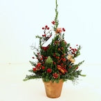 クリスマスアレンジメント「赤いクリスマスツリーアレンジメント」Sサイズ クリスマスギフト トラッドスタイル